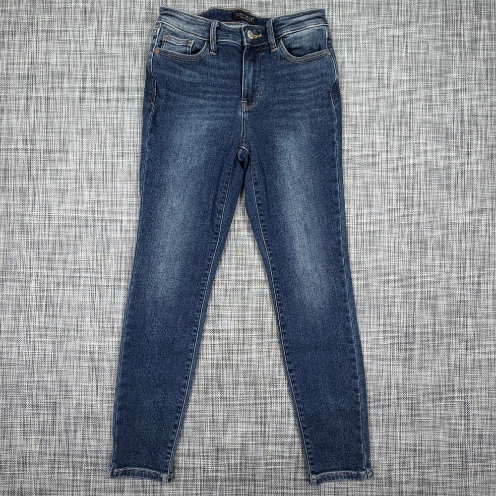 Judy Blue Womens Thermal Skinny Jeans 3/26 Dark Blue Mid Rise Stretch Denim